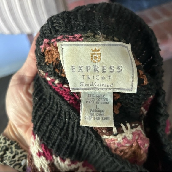 VTG Express Tricot Floral Knit Sweater Sz L - Picture 7 of 7